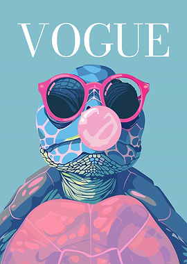 Vogue Turtle with Sunglasses and Bubble Gum