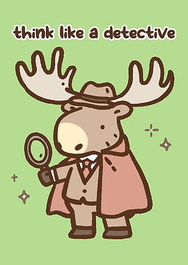 Detective Moose with Magnifying Glass