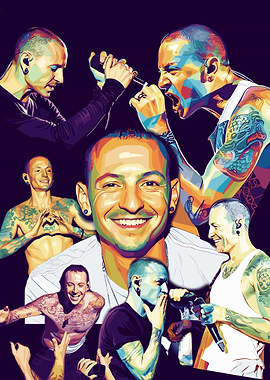 Chester Bennington Pop Art Collage