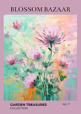 Blossom Bazaar Garden Treasures | Purple Wildflower Watercolor Garden Poster