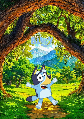Bluey in a Forest Clearing