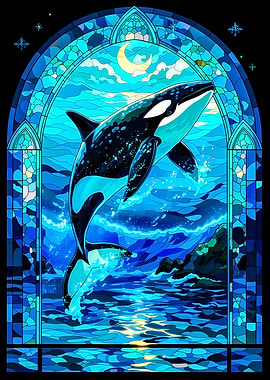 Orca in Stained Glass