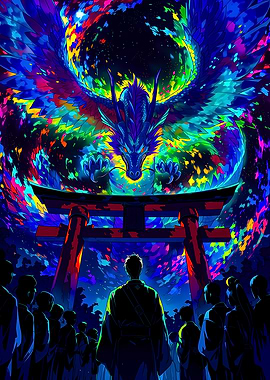 Dragon Over Torii Gate