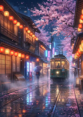 Spring Rain in Old Tokyo