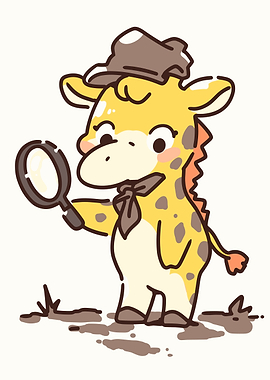 Detective Giraffe with Magnifying Glass