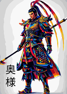 Colorful Warrior with Spear