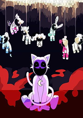 Creepy Cat Character with Hanging Plush Toys