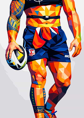 Rugby Player with Ball