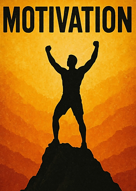 Silhouette of a man celebrating on a mountain