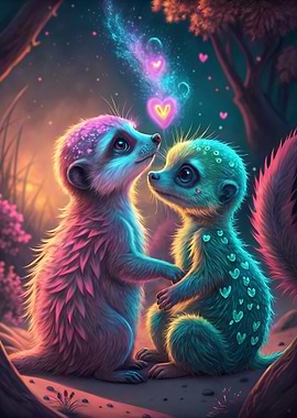 Two Cute Meerkats in Love