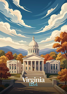 Virginia State Capitol Building in Autumn