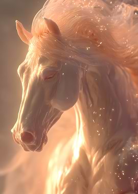 Ethereal White Horse with Flowing Mane