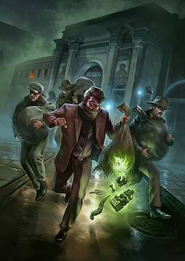 Thieves escaping with glowing loot