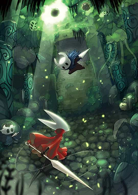 Hollow Knight Characters in Green Forest