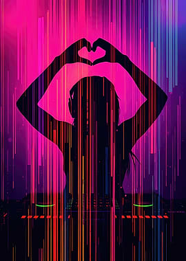 DJ silhouette making heart shape