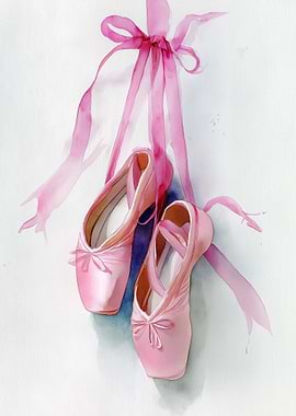 Pink Ballet Slippers with Ribbons