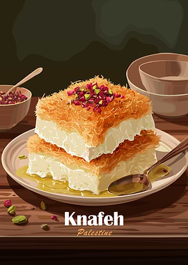 Knafeh dessert with pistachios
