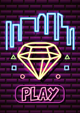 Neon Diamond Play Button