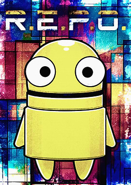 Cute Yellow Robot with 'R.E.P.O.' Text