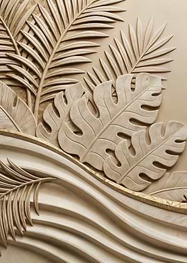 Tropical Leaf Relief Carving