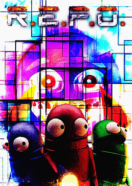 R.E.P.O. Characters and Abstract Background