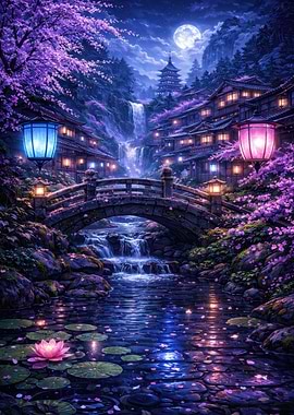 Enchanting Japanese Village at Night
