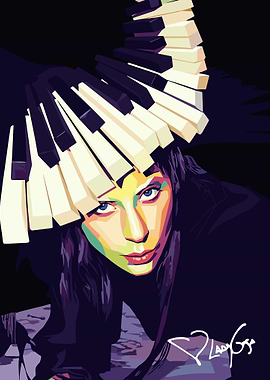 Lady Gaga Piano Hat Pop Art