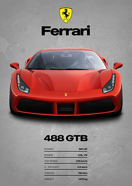 Ferrari 488 GTB Poster