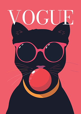 Vogue Cat with Sunglasses and Bubblegum