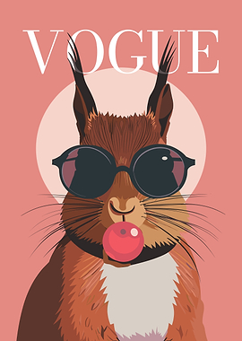 Vogue Squirrel with Sunglasses and Bubblegum