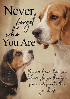 Beagle dogs with inspirational quote