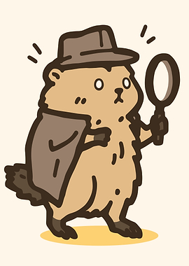 Detective Groundhog with Magnifying Glass