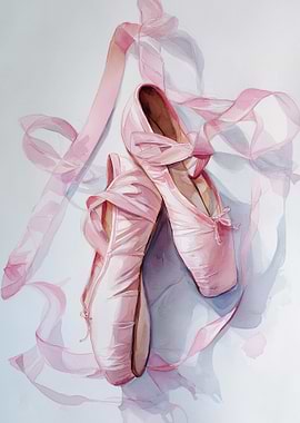 Pink Ballet Slippers with Ribbons