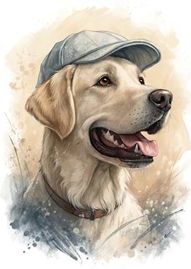 Labrador Retriever Wearing a Cap