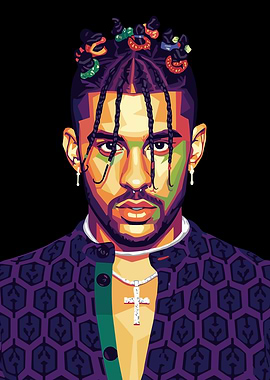 Bad Bunny Pop Art Portrait