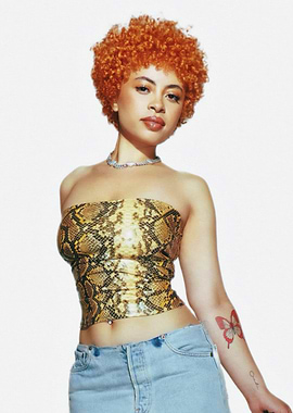 Ice Spice in Snake Print Top and Jeans