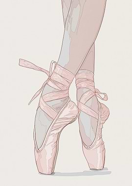 Ballet Pointe Shoes with Ribbons
