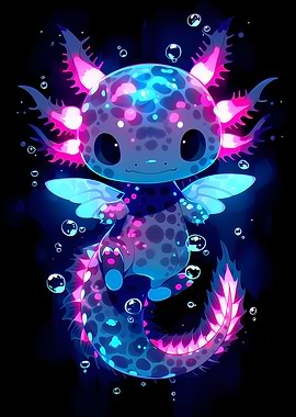 Cute Neon Axolotl