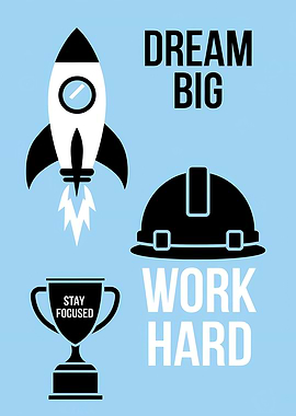 Dream Big Work Hard Motivational Poster