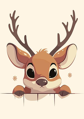 Cute Deer Peeking Over Banner
