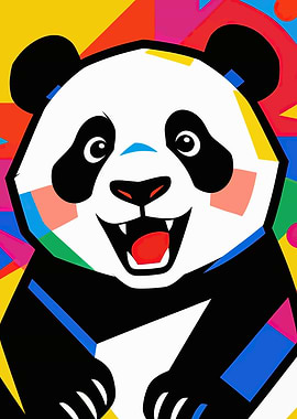 Colorful Geometric Panda Portrait