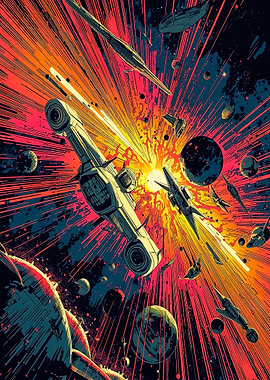 Explosion in Space with Spaceships