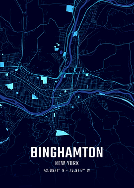 Binghamton New York Map Art