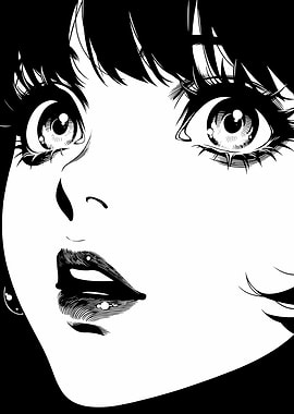 Anime girl with large eyes and lips