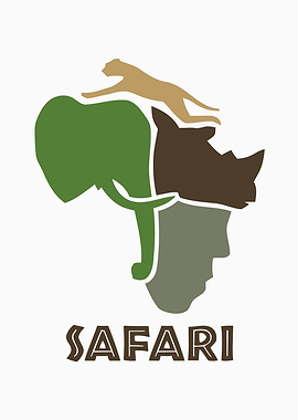 Safari Animals Africa Map Logo