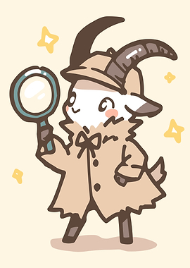Detective Goat with Magnifying Glass