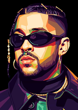 Bad Bunny Pop Art Portrait