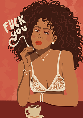 Woman smoking with coffee