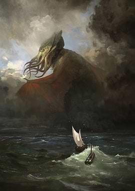 Cthulhu over stormy seas