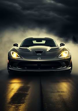 Dark Dodge Viper in Fog